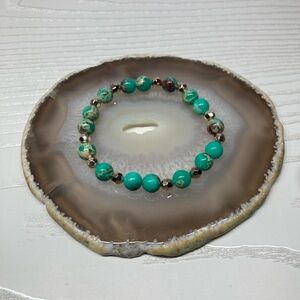 ✨Handmade Imperial Jasper & Faceted Rose Gold Bracelet